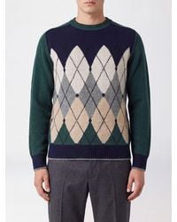 Ballantyne - Wool Blend Crewneck Jumper With Argyle Diamond Pattern - Lyst