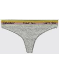 Calvin Klein - Stretch Cotton And Modal Thong With Jacquard Logo Waistband - Lyst