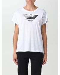 Emporio Armani - Cotton T-shirt With Contrasting Logo - Lyst