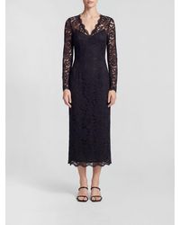 Dolce & Gabbana - Dolce &Amp Gabbana Sheer Lace V-Neck Midi Sheath Dress - Lyst