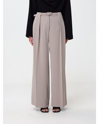 SIMONA CORSELLINI - Crêpe Palazzo Trousers With Pleats And Belt - Lyst