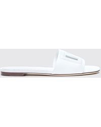 Dolce & Gabbana - Dolce &Amp Gabbana Leather Mule Sandals With Dg Monogram And Low Heel - Lyst