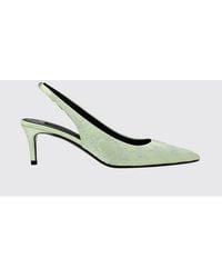 Philipp Plein - Satin Slingback Pumps With Hexagon Logo And Mid Heel - Lyst