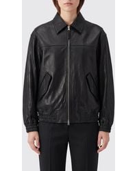 DUNST - Lambskin Bomber Jacket With Classic Collar And Dropped Shoulders - Lyst