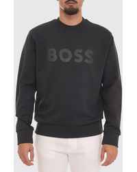 BOSS - Cotton Crew-Neck Sweatshirt With Logo - Lyst