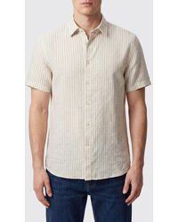 120% Lino - Striped Short-Sleeve Linen Slim Fit Shirt - Lyst