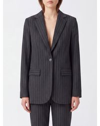Semicouture - Pinstriped Wool-Blend Blazer With A Slim Fit And Single-Button Closure - Lyst