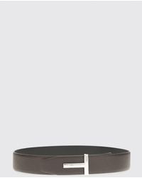 Tom Ford - Reversible Pebbled Leather Monogram Buckle Belt - Lyst