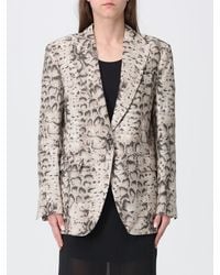 Pinko - Follina Snake Print Linen Canvas Blazer - Lyst