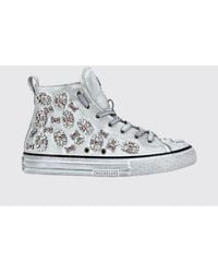 Philipp Plein - Grained Leather High-Top Sneakers With Rhinestones And Hexagon Logo - Lyst