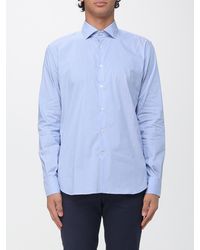 Brooksfield - Structured Striped Cotton Shirt With French Collar - Lyst