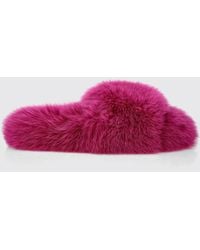 Philipp Plein - Solid Colour Fur Slide Sandals With A Low Heel - Lyst