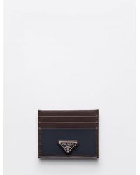 Prada - Calf Leather And Nylon Card Holder With Logo - Lyst