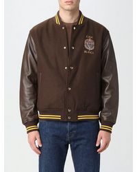 CASABLANCA - Virgin Wool Blend Varsity Bomber Jacket With Patches And Embroidered Logo - Lyst