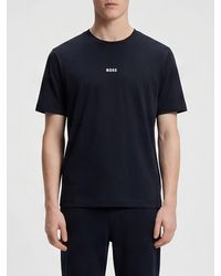 BOSS - Crew Neck Stretch-Cotton T-Shirt With Contrast Chest Logo - Lyst