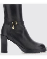 Tod's - Smooth Calfskin Ankle Boots With High Block Heel - Lyst