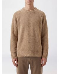 Laneus - Recycled Wool Blend Crewneck Jumper With Ribbed Trims - Lyst