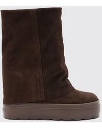 Casadei - Suede Knee-High Boots With High Wedge Heel - Lyst
