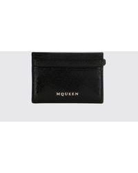 McQueen - Crackled Leather Credit Card Holder - Lyst
