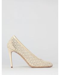 Ferragamo - Macramé Cotton Pumps With Rhinestones - Lyst