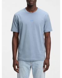 BOSS - Crew Neck Stretch-Cotton T-Shirt With Contrast Chest Logo - Lyst