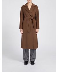 Max Mara - Abrigo Largo Tipo Bata De Pura Lana Virgen Con Cinturón A Juego - Lyst