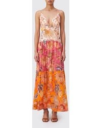 FARM Rio - Ligia Floral-Print Cotton Midi Dress With V-Neck - Lyst