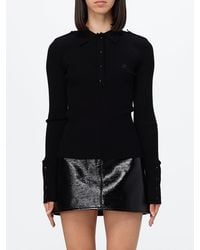 Courreges - Courr&Egrave	Ges Long-Sleeved Viscose Knit Polo Shirt With Ribbed Collar - Lyst