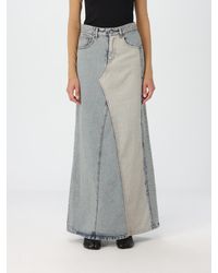 MM6 by Maison Martin Margiela - Gonna Lunga Di Jeans Patchwork - Lyst