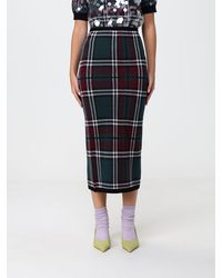 N°21 - Check Virgin Wool Knit Pencil Skirt With High Elasticated Waist - Lyst