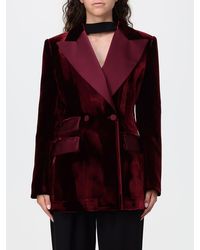 SIMONA CORSELLINI - Double-Breasted Velvet Blazer With Peak Lapels - Lyst
