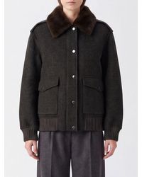 P.A.R.O.S.H. - Pure Wool Bomber Jacket P.A.R.O.S.H. With Fur Collar And Epaulettes - Lyst