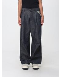 PDF - Wide Leg Graphic Print Cotton Denim Jeans With Pleats - Lyst