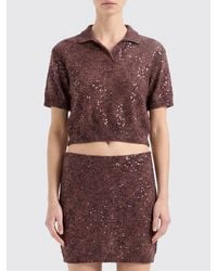 Brunello Cucinelli - Linen Cashmere And Silk Polo Shirt With Sequins - Lyst