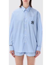 Sporty & Rich - Sporty &Amp Rich Striped Cotton Monogram Shirt - Lyst