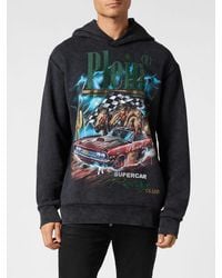 Philipp Plein - Relaxed Fit Cotton Hoodie With Rhinestone Logo - Lyst