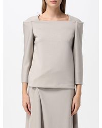 MEIMEIJ - Long-Sleeved Crêpe Top With A Square Neckline - Lyst