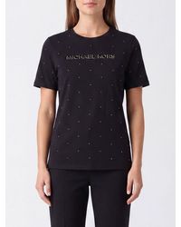 Michael Kors - Studded Logo Print Cotton T-Shirt With Crew Neck - Lyst