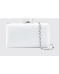 Self-Portrait - Satin Clutch With Crystal Bow And Removable Strap - Lyst