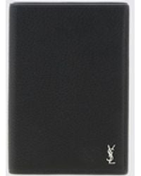 Saint Laurent - Tiny Cassandre Hammered Leather Passport Holder - Lyst
