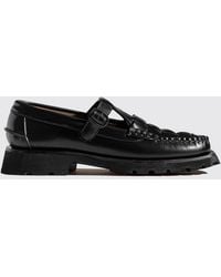 Hereu - Soller Sport Woven Brushed Leather T-Bar Loafers - Lyst