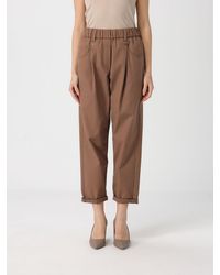 Brunello Cucinelli - Cropped Stretch Cotton Trousers - Lyst