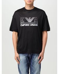 Emporio Armani - T-shirt in lyocell e cotone - Lyst