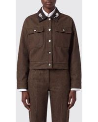 Simone Rocha - Cropped Cotton Shirt Jacket With Crystal Embellishments - Lyst