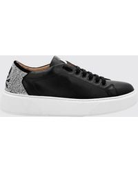 Philipp Plein - Low-Top Smooth Leather Sneakers With Skull Application And Rhinestones - Lyst
