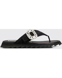 Roger Vivier - Slidy Viv' Satin Thong Sandals With Jewelled Buckle - Lyst