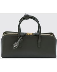 Alaïa - Small Leather Handbag With Double Tubular Handle And Logo Charm - Lyst