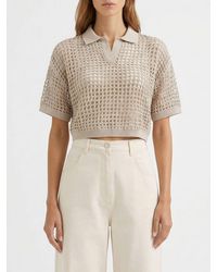 Brunello Cucinelli - Silk And Linen Polo Shirt With Sequins - Lyst