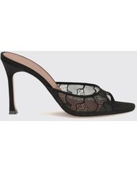 AMINA MUADDI - Alexa Embroidered Lace Mules With High Stiletto Heel - Lyst