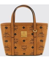 MCM - Toni Mini Logo Coated Cotton Tote With Removable Strap - Lyst